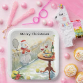 Tennis Weihnachten Thema Snowman Tennis spielen Pappteller (Party)