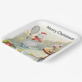 Tennis Weihnachten Thema Snowman Tennis spielen Pappteller (Gewinkelt)