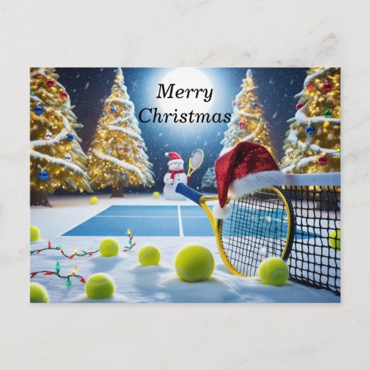 Tennis Weihnachts-Feierliche Spiele Feiertagspostkarte (Vorderseite)