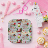 Tennis Weihnachts-Feierliche Spiele und Ball Pappteller (Party)