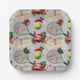 Tennis Weihnachts-Feierliche Spiele und Ball Pappteller