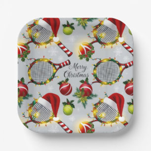 Tennis Weihnachts-Feierliche Spiele und Ball Pappteller