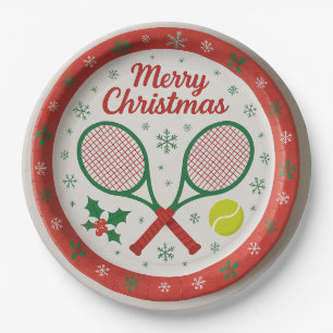 Tennis Weihnachts-Feierliche Spiele und Ball Pappteller