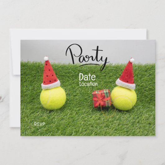 Tennis Weihnachts-Party für Tennisspieler mit Kuge Einladung (Vorderseite)