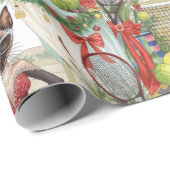 Tennis Weihnachts-Party Gedicht für Katzen Liebhab Geschenkpapier (Rolleneckpunkt)