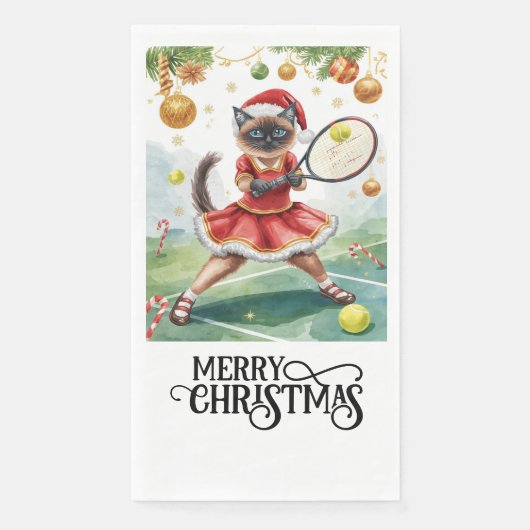 Tennis Weihnachts-Party mit Cat Players Serviette (Vorderseite)