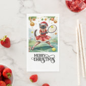 Tennis Weihnachts-Party mit Cat Players Serviette (Beispiel)