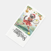 Tennis Weihnachts-Party mit Cat Players Serviette (Ecke)