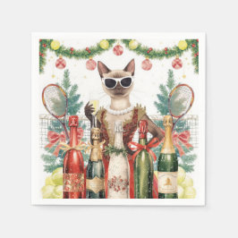 Tennis Weihnachts-Party mit Cat Players Serviette