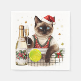 Tennis Weihnachts-Party mit Cat Players Serviette