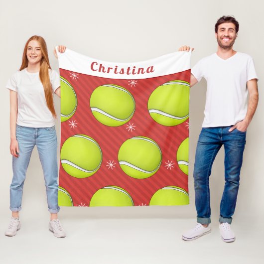 Tennis Weihnachts Winterstil Personalisiert Rot Fleecedecke (Beispiel)