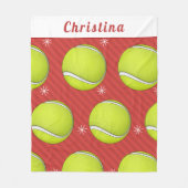 Tennis Weihnachts Winterstil Personalisiert Rot Fleecedecke (Vorderseite)