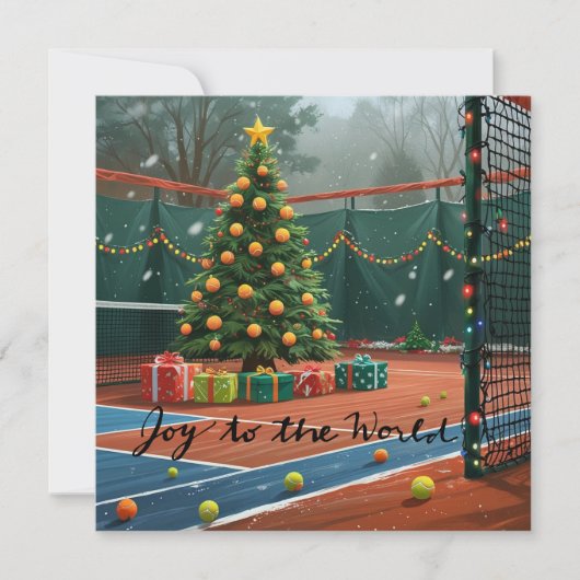 Tennis-Weihnachtsbaum auf dem Platz Feiertagskarte (Vorderseite)