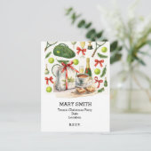 TENNIS Weihnachtsfest mit Ball und Schläger Postkarte (Stehend Vorderseite)