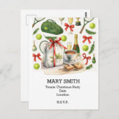 TENNIS Weihnachtsfest mit Ball und Schläger Postkarte (Vorne/Hinten)
