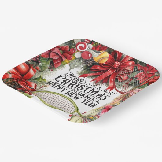 Tennis Weihnachtsfest Pappteller (Gewinkelt)