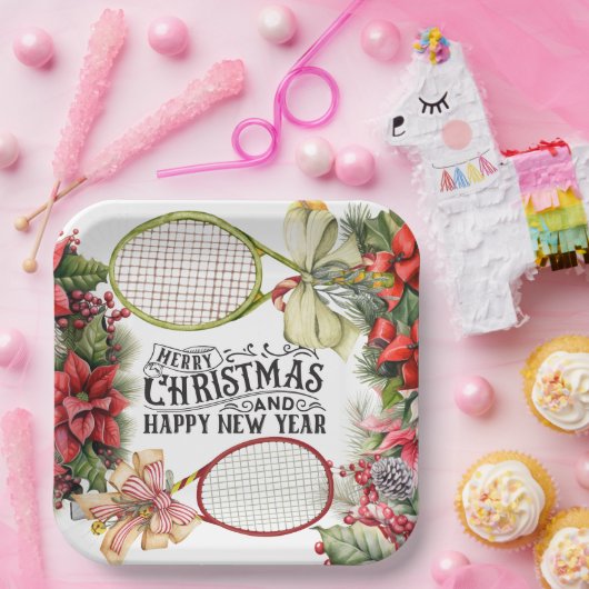 Tennis Weihnachtsfest Pappteller (Party)