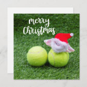 Tennis Weihnachtskarte mit Ball und Weihnachten (Vorne/Hinten)