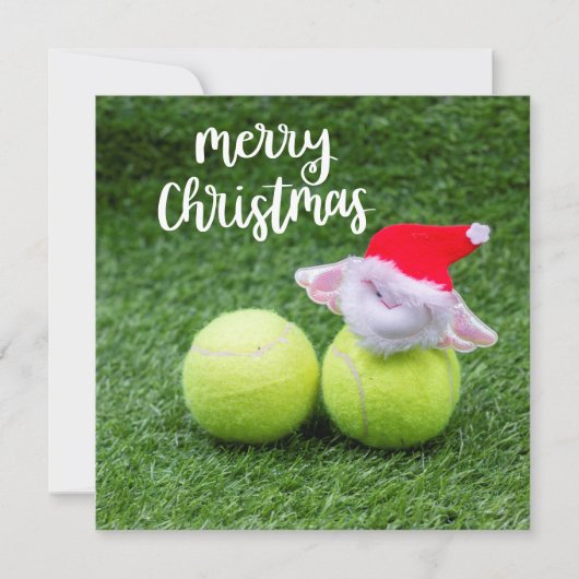 Tennis Weihnachtskarte mit Ball und Weihnachten (Vorderseite)