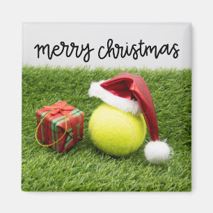 Tennis Weihnachtskarte mit Ball und Weihnachten Magnet