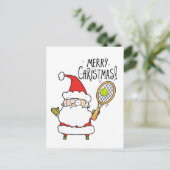 Tennis Weihnachtskarte mit Ball und Weihnachten Postkarte (Stehend Vorderseite)