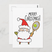 Tennis Weihnachtskarte mit Ball und Weihnachten Postkarte (Vorne/Hinten)
