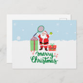 Tennis Weihnachtskarte mit Ball und Weihnachten Postkarte (Vorne/Hinten)