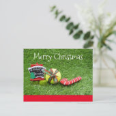 Tennis Weihnachtskarte mit grünem Ball Postkarte (Stehend Vorderseite)