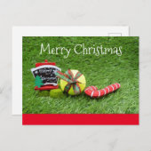 Tennis Weihnachtskarte mit grünem Ball Postkarte (Vorne/Hinten)