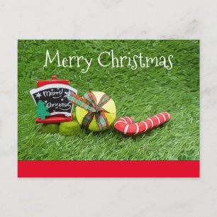 Tennis Weihnachtskarte mit grünem Ball Postkarte