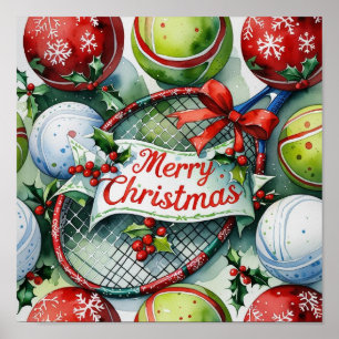 Tennis Weihnachtsmotiv für Spieler Poster