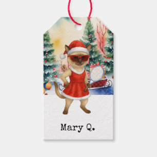Tennis-Weihnachtsthema für Katzenliebhaber Geschenkanhänger