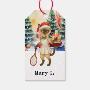 Tennis-Weihnachtsthema für Katzenliebhaber Geschenkanhänger