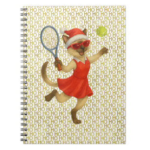Tennis-Weihnachtsthema für Katzenliebhaber Notizblock
