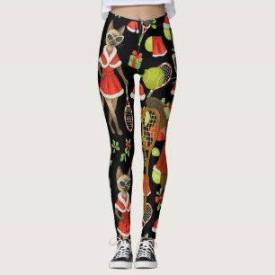 Tennis-Weihnachtsthema für Siamkatzenliebhaber Leggings