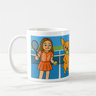 Tennis with a woman and a chihuhua kaffeetasse