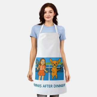 Tennis with a woman and a chihuhua schürze