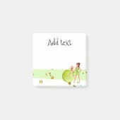 Tennis Woman Spieler hält Schläger und Ball Post-it Klebezettel (Vorderseite)