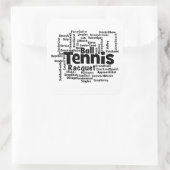 Tennis Word Cloud Quadratischer Aufkleber (Tasche)