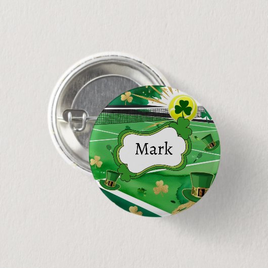 Tennis zum St. Patrick's Day Button (Vorne & Hinten)