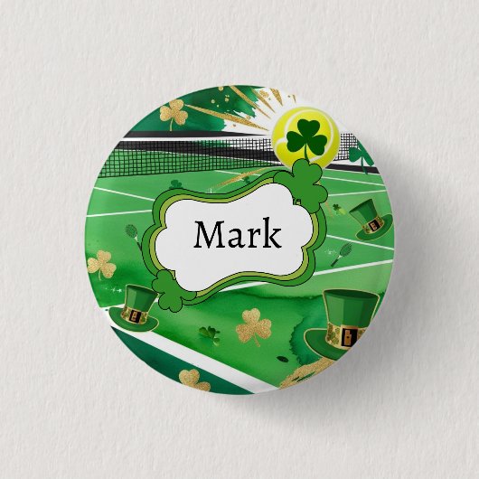 Tennis zum St. Patrick's Day Button (Vorderseite)
