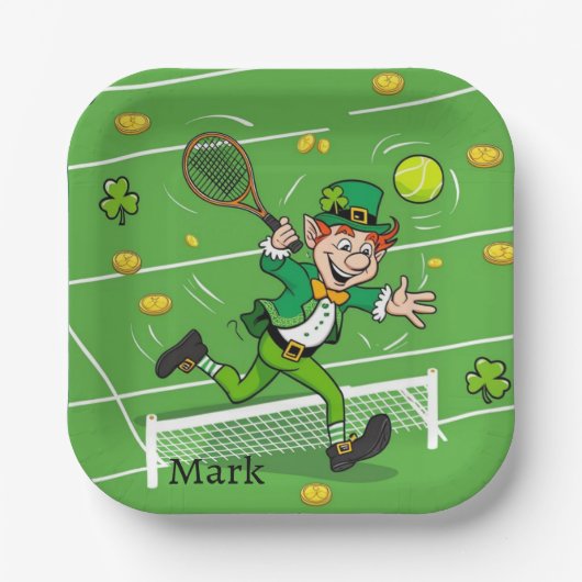 Tennis zum St. Patrick's Day Pappteller (Vorderseite)