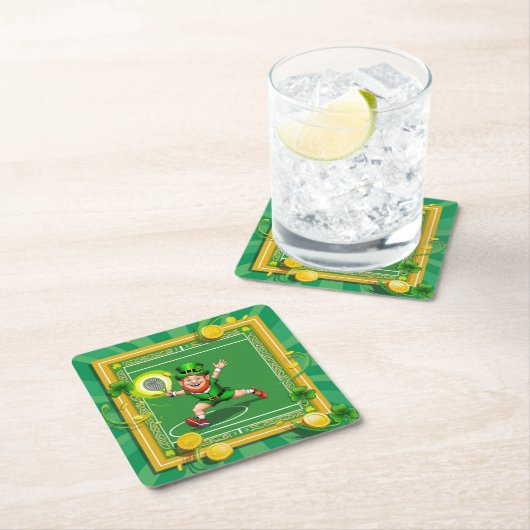 Tennis zum St. Patrick's Day Rechteckiger Pappuntersetzer (Vor Ort)