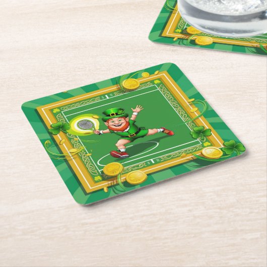 Tennis zum St. Patrick's Day Rechteckiger Pappuntersetzer (angewinkelt)