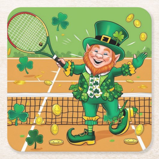 Tennis zum St. Patrick's Day Rechteckiger Pappuntersetzer (Vorderseite)