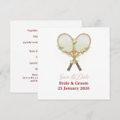 Tennis Zur Hochzeit Rettet das Datum Einladung (Vorne/Hinten)