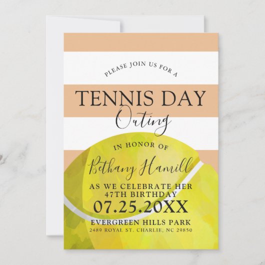 Tennisausflug | Tennis Themed Tan Invite Einladung (Vorderseite)