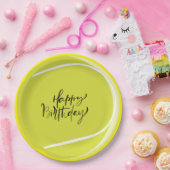 Tennisball auf gelber Happy Birthday Paper Plate Pappteller (Party)