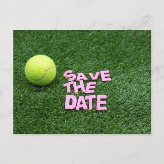 Tennisball auf grüner Save the Date Einladung (Vorderseite)