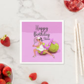 Tennisball auf rosa Happy Birthday Woman Player Serviette (Beispiel)